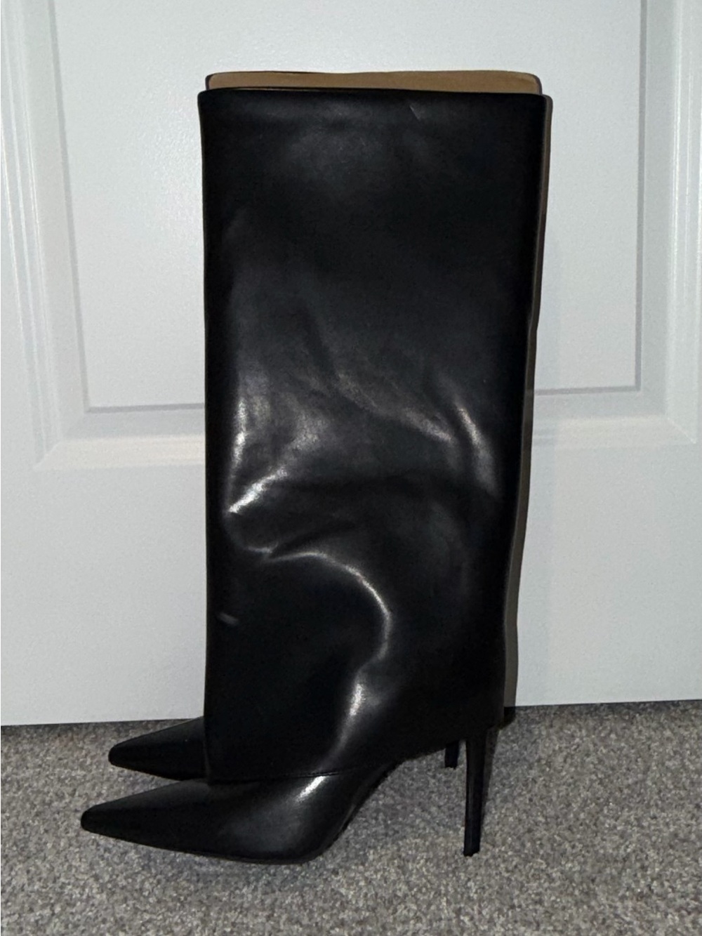 INC International Concepts Black Pointed-Toe Knee-High Stiletto Boots